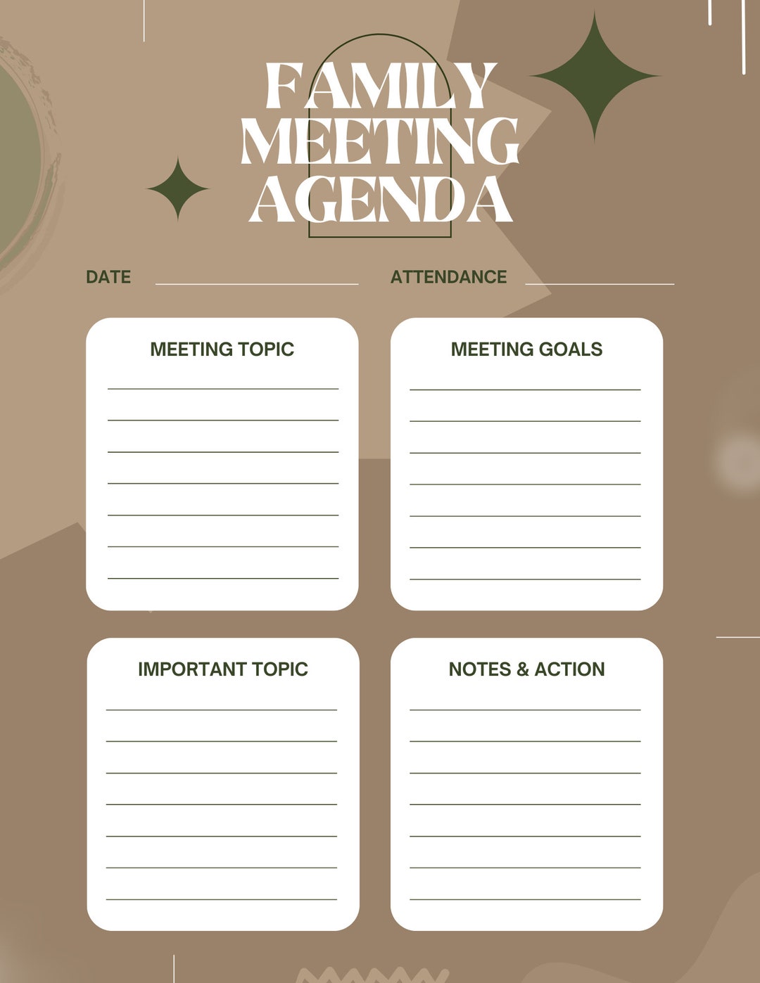 Family Meeting Agenda Template Etsy Family Meeting Agenda Template Etsy