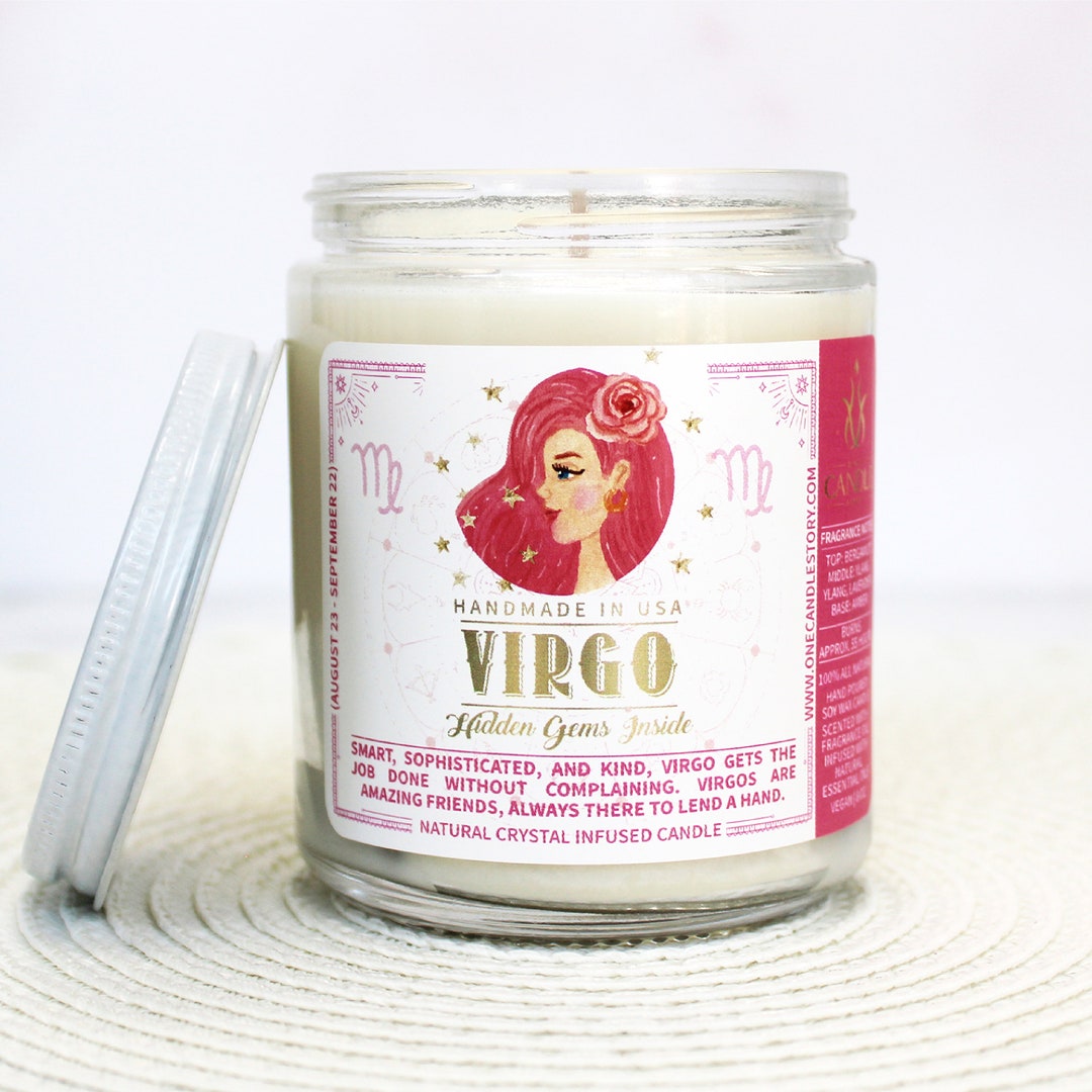 Virgo Zodiac Hidden Crystal Candles Horoscope Sign Candles Etsy