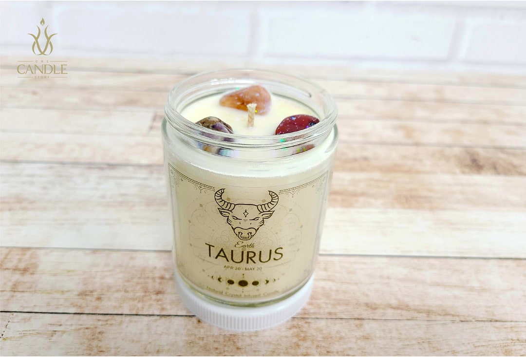 Taurus Zodiac Crystal Candles Horoscope Sign Candles Special Etsy