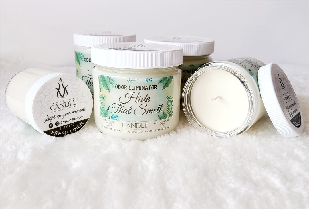 Odor Eliminator Candle, Hide That Smell, Fresh Linen, Soy Wax Candles
