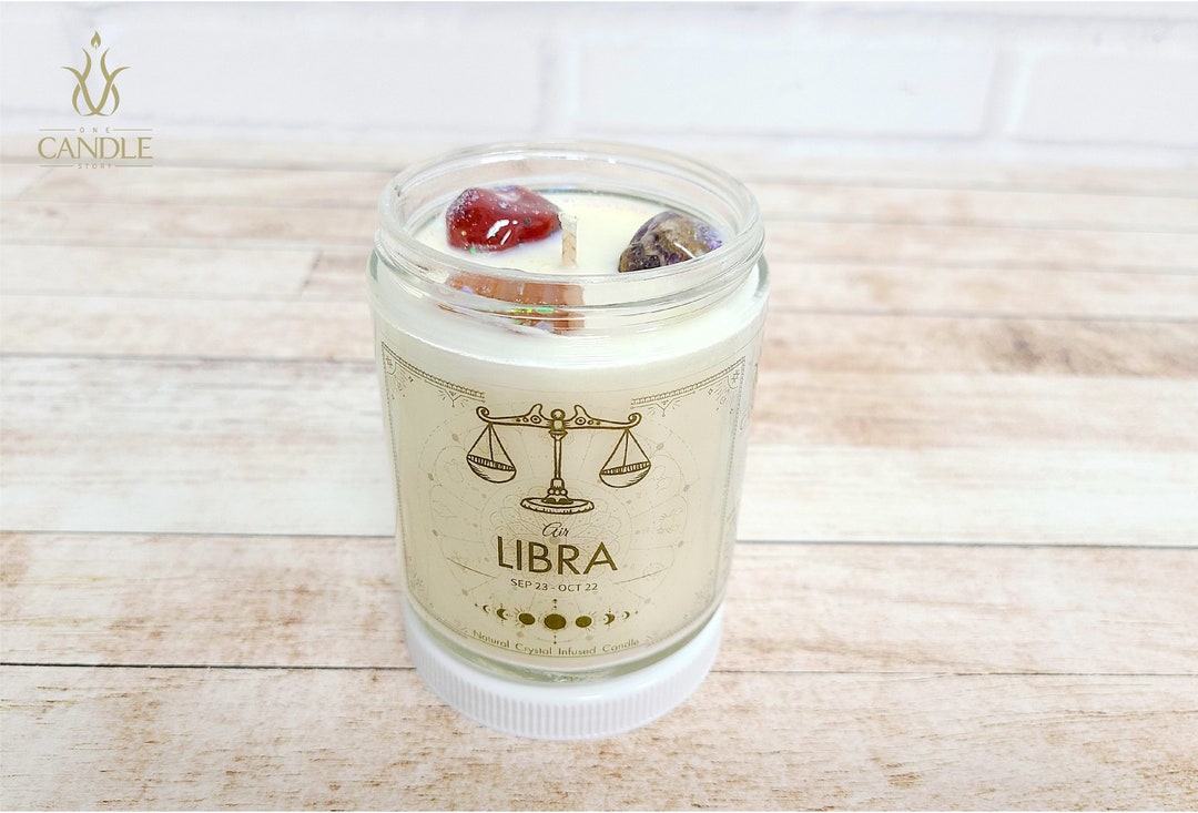 Libra Zodiac Crystal Candles Horoscope Sign Candles Special Etsy