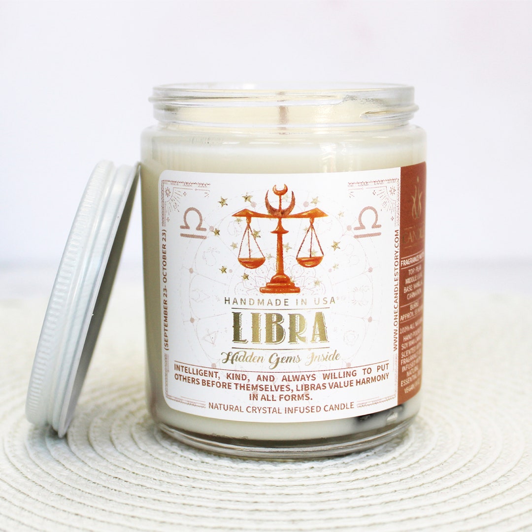 Libra Zodiac Hidden Crystal Candles Horoscope Sign Candles Etsy