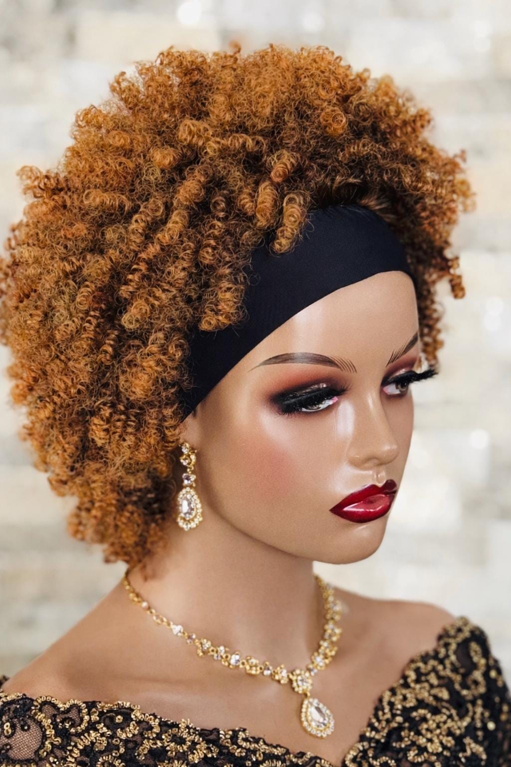 Honey Blonde Afro Kinky Headband Wig for Black Women  display picture 3