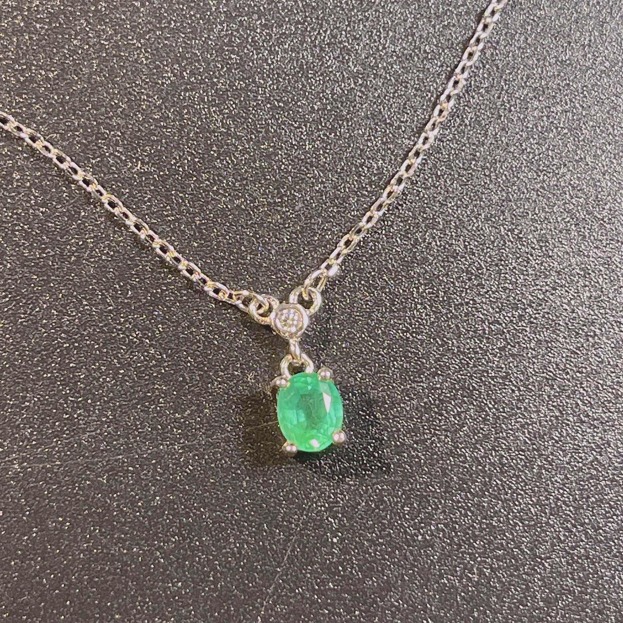 Natural Emerald Pendant Necklace / Handmade Sterling Silver Etsy