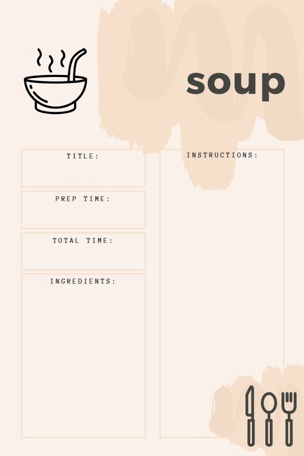 RECIPE 9 PAGES PRINTABLE, Digital Minimalist Recipe Page, A4 A5 Instant ...