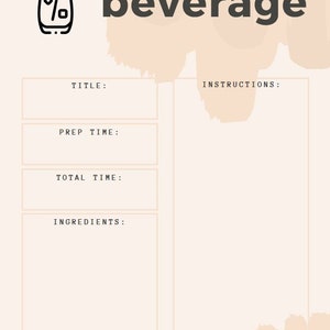 RECIPE 9 PAGES PRINTABLE, Digital Minimalist Recipe Page, A4 A5 Instant ...