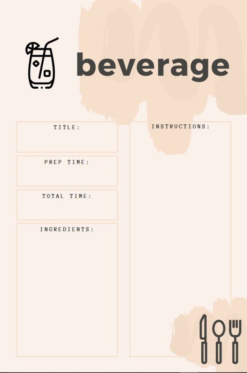 RECIPE 9 PAGES PRINTABLE, Digital Minimalist Recipe Page, A4 A5 Instant ...