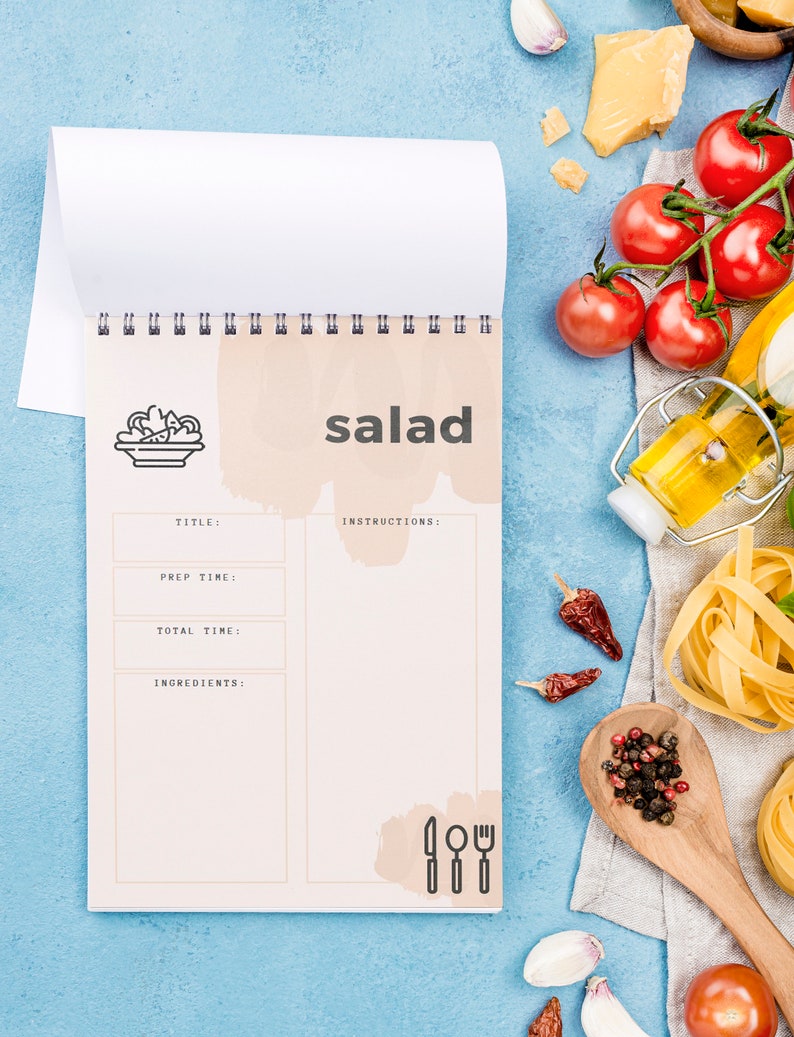 RECIPE 9 PAGES PRINTABLE, Digital Minimalist Recipe Page, A4 A5 Instant ...