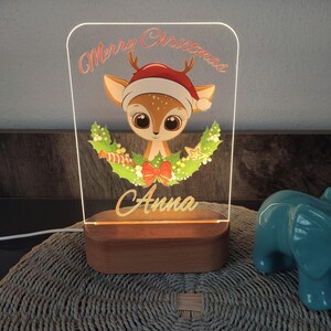 Merry Christmas Cute Deer Night Light, Nursery Room Decor,Nursery Night Light, Led Night Light,Personalized Light, Custom Night Light
