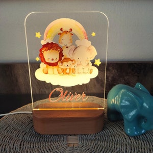 Safari Night Light, Baby Gift , Kids Night Light, Nursery Night Light, Personalized Night Light, Gift For Kids, Baby Shower