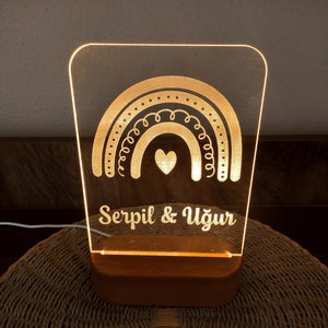 Personalised Name Children Night Light - Rainbow Nursery Lamp - Custom Baby Gift - Nursery Decor Lamp - 1st birthday gift