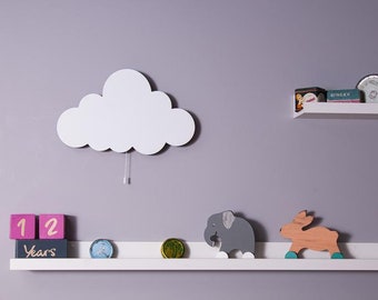 Wooden Cloud Wall Light, Nursery Nightlight, Baby Room Decor