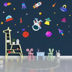 Space Astronaut Wooden Set, Wooden toys, wooden wall decor, baby room decor, Nursery wall decor ,Kids Room Wall Decor