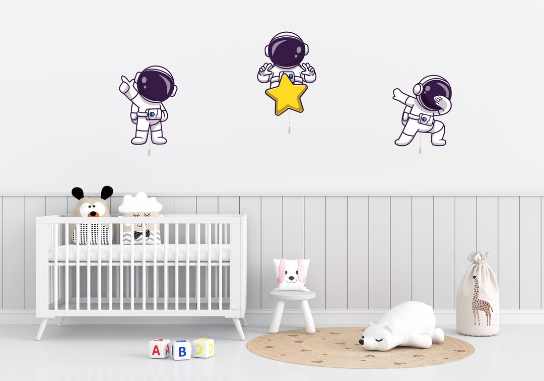 Set of 3 | Astronaut Nursery Wall Light, Nursery Lighting, Space ...