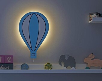 Wooden Air Balloon LED Wall Light, Nursery Nightlight