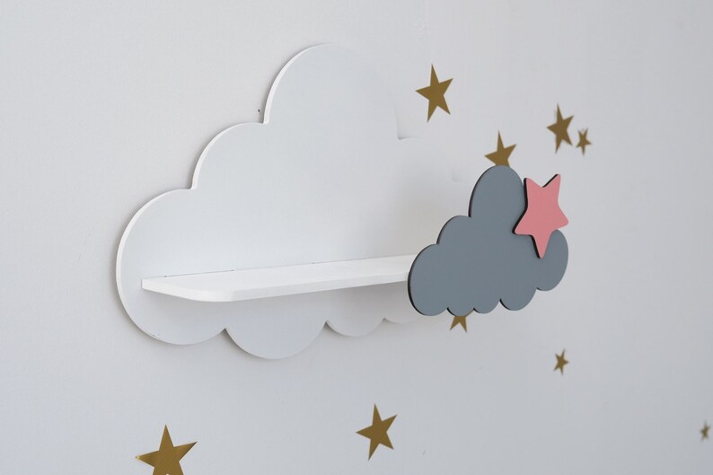 Nursery Cloud Wall Shelf / Nursery Shelves / Wooden Floating Etsy