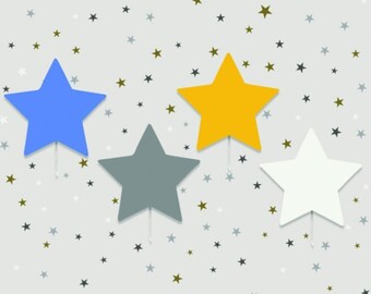 Set of 4 Personalized Wooden Star Nursery Lights | Kids Room Decor