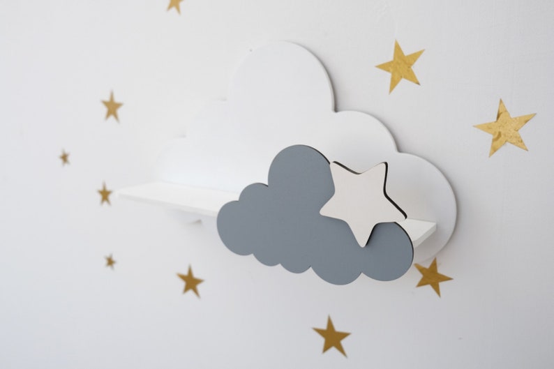 Nursery Cloud Wall Shelf / Nursery Shelves / Wooden Floating Etsy