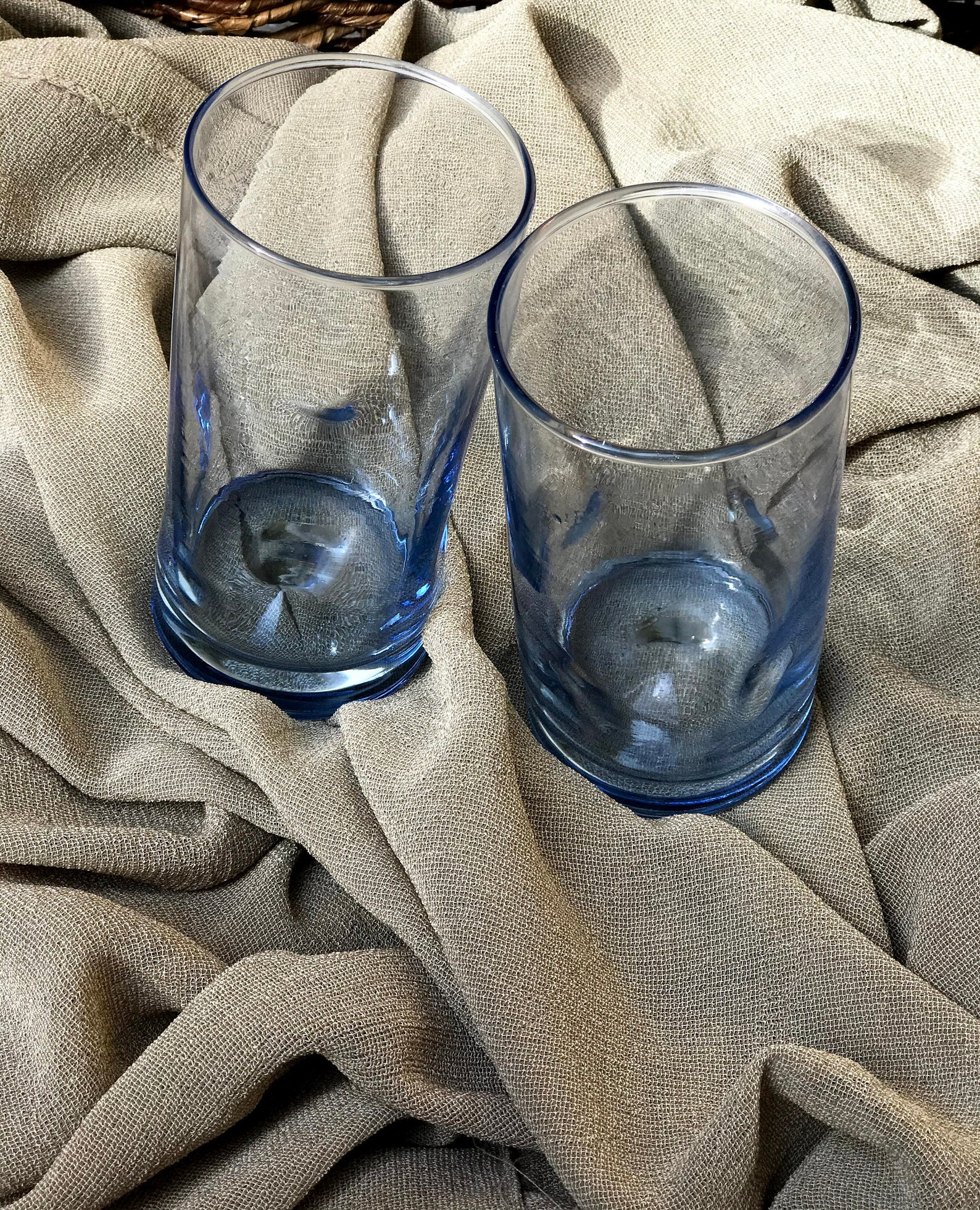 Blue Highball Glasses Vintage Tall Glasses Set of 2 in Etsy