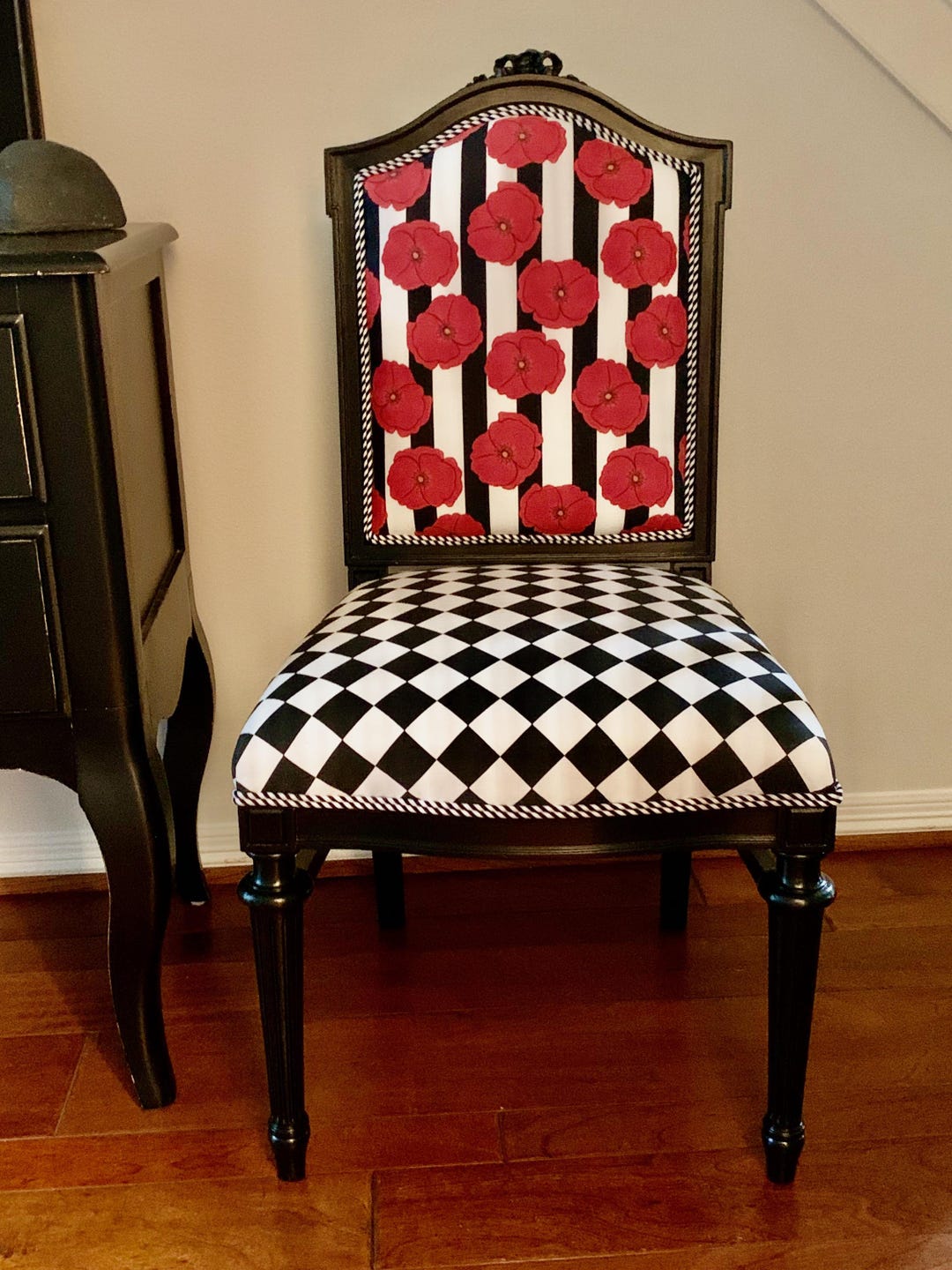 Poppy & Harlequin Accent Chair With Black, Red and Checks We Love - Etsy