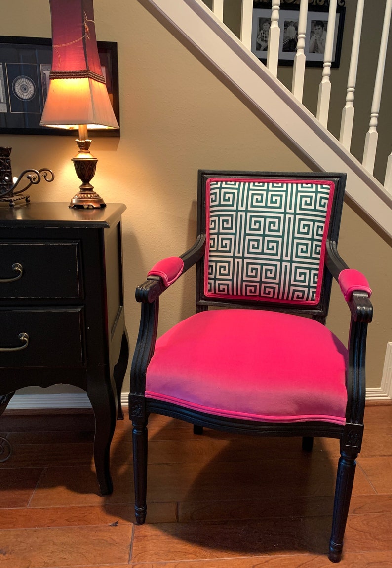 Desk or Living Room Accent Chair Customized Pink and Green Etsy