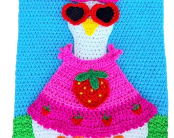 Porch Goose Berry Sunshine Flag with interchangeable pieces Crochet Pattern