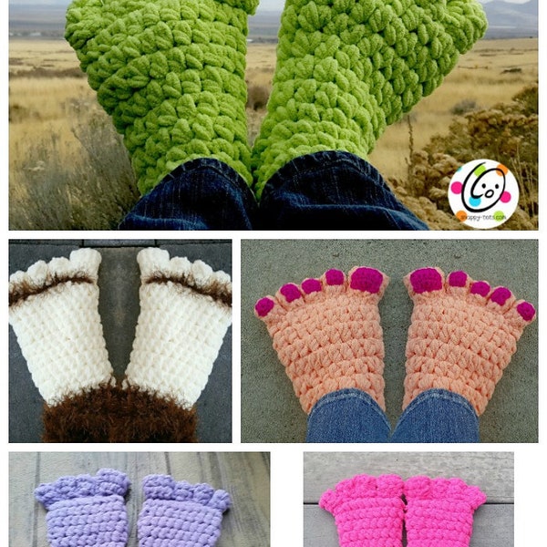 Troll Toes and Big Feet Slippers Crochet PATTERN