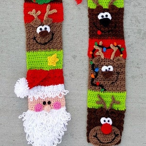 Santa's Reindeer Sampler Scarf Crochet Pattern