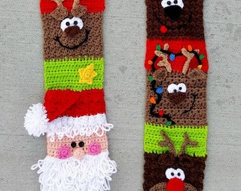 Santa's Reindeer Sampler Scarf Crochet Pattern