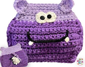 What a Bummer Hippo Tissue Holder with gift tags Crochet Pattern