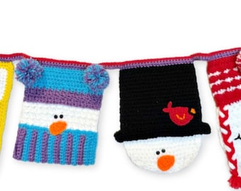 Snowmen Mini Flags Crochet Pattern
