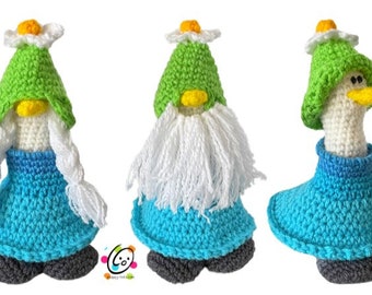 Mini Goose Gnome Dress Up Set Crochet Pattern. Goose not included.