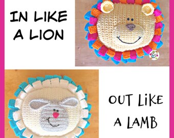 Lion and Lamb Pillow Crochet Pattern