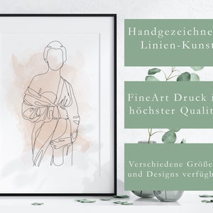 Wandbild Baby Bauch FineArt Linien Kunst, Schwanger Bauch, Minimalistische Schwangerschaft, Mama Geschenk, FineArt, Muttertagsgeschenk