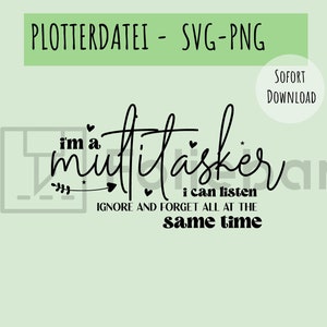 Puede incluir: Gráfico de texto en blanco y negro que dice "Soy un multitarea, puedo escuchar, ignorar y olvidar todo al mismo tiempo".