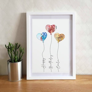 Personalizable birthday money gift | Balloons | Birthday card money | Birthday gift to print | Digital download