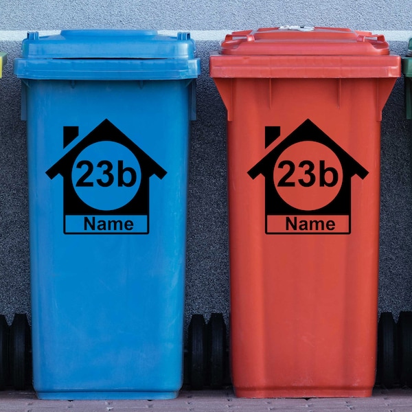 Personalisierte Mülltonnen Aufkleber Wheelie Bin | für Haus Wohnen Dekoration Mit Haus