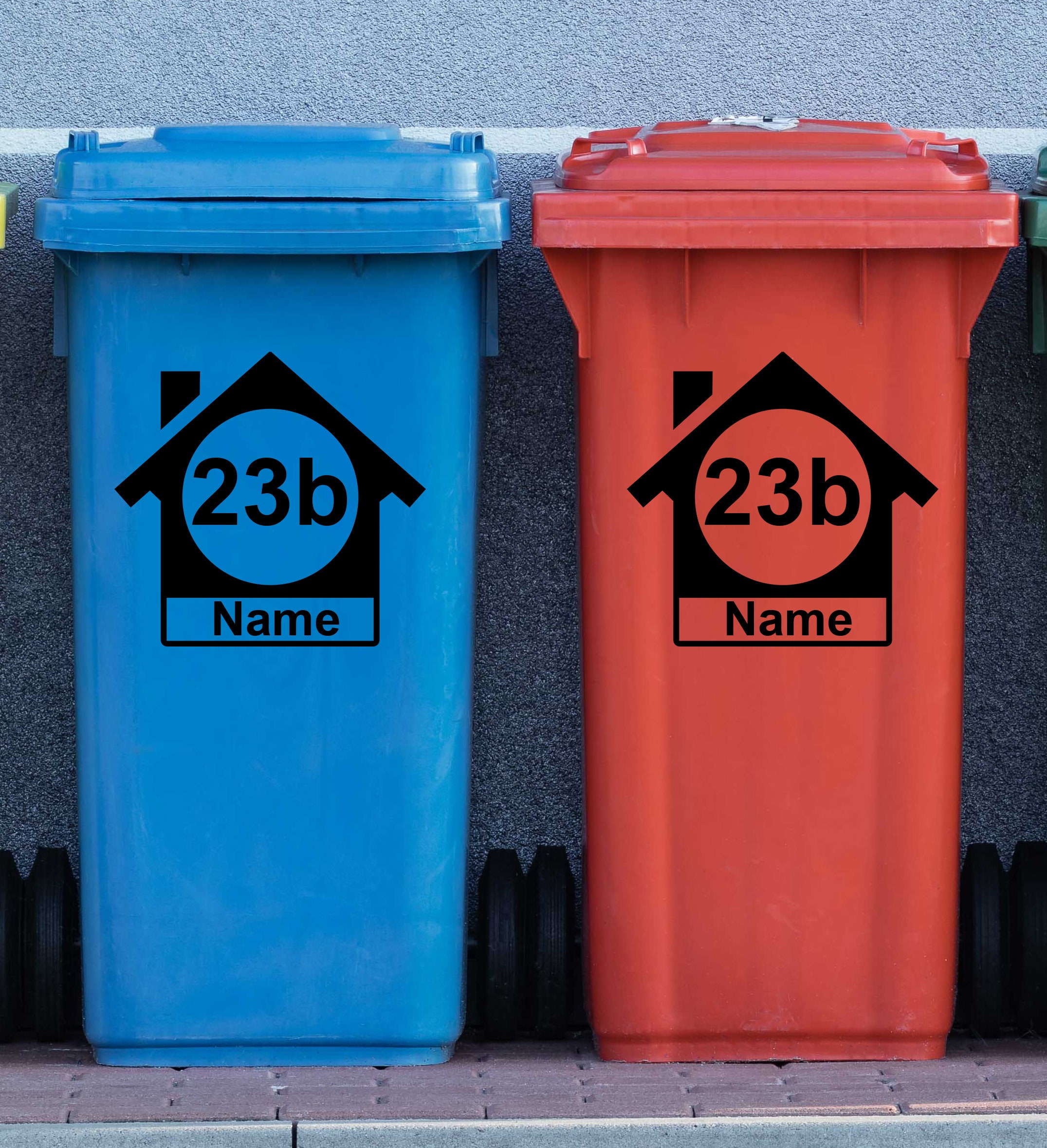 Mülltonnen Aufkleber mit Ihren Namen 60 farben schriftauswahl Mülleimer 30cm