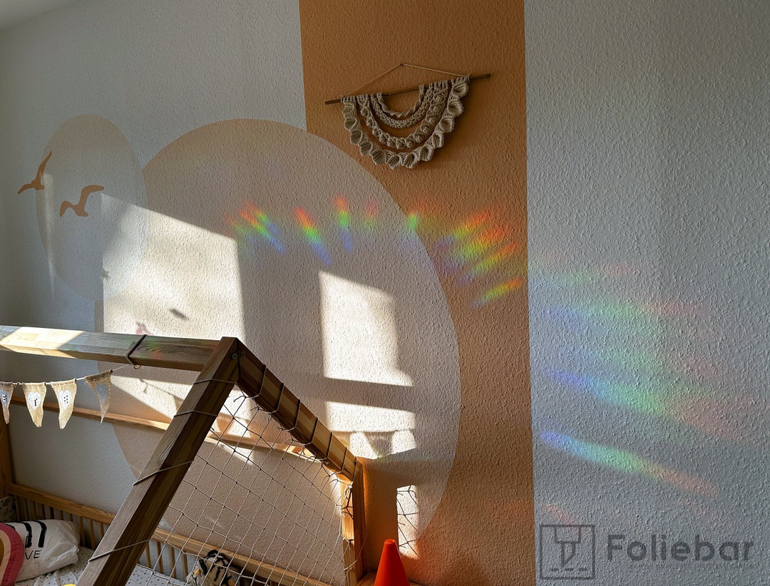 Round Window Sticker Circles / Moons Rainbow Window Stickers 5 Piece Set Round Window ...