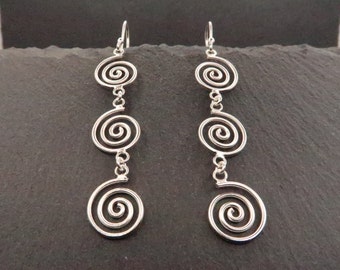 Earrings 925 sterling silver,spiral, movable, own design, unique jewelry