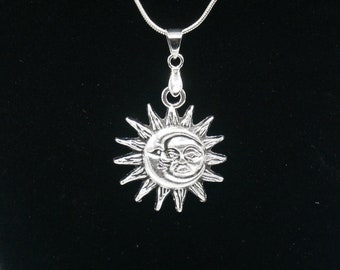 NEW Pewter Celestial Sun Moon Face Pendant FREE SHIPPING 
