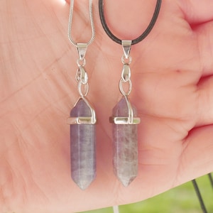 Rainbow Fluorite Hexagon Point Pendant with Choice of Necklace