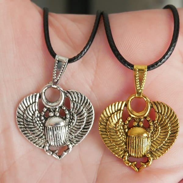 Scarab Beetle Pendant Amulet with Necklace