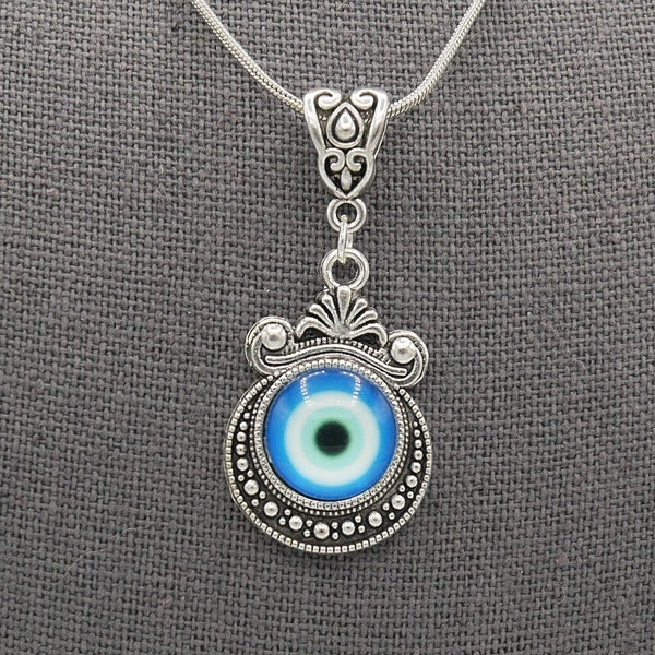 Turkish Evil Eye Amulet Pendant with Necklace