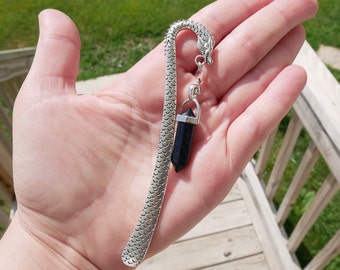 Metal Dragon Bookmark with Hexagon Point Gemstone