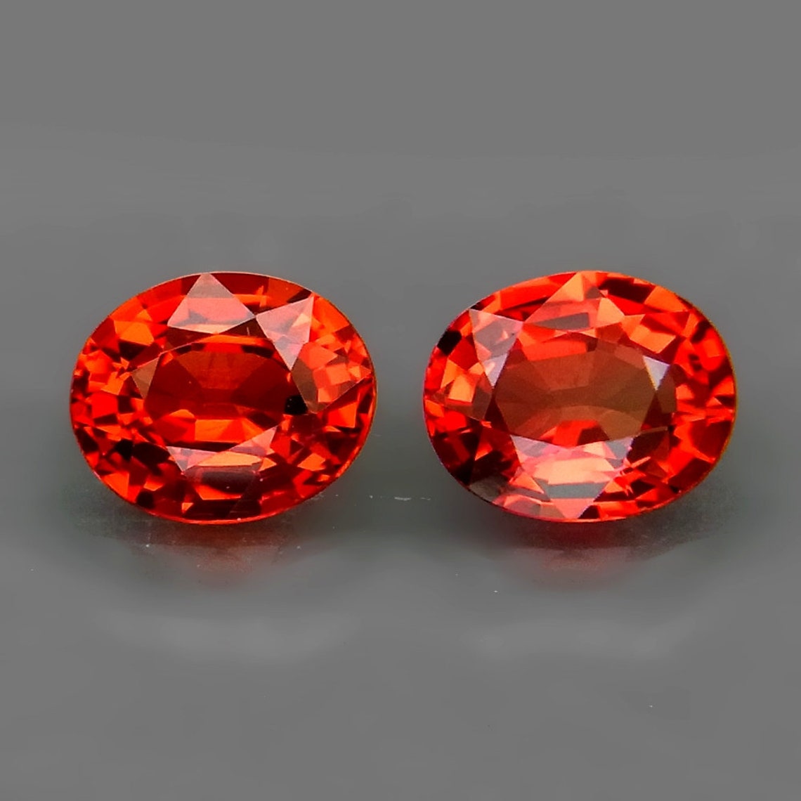 1.28cts Natural Imperial Red Sapphire ~ 6.50x4.50mm Pair 2pcs ~ 100%genuine Nice Collection ...