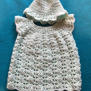 Baby Girl Crocheted Dress w/matching hat