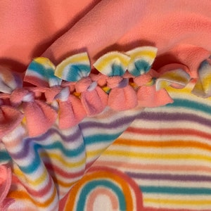 Fleece Tie Blanket - Rainbows