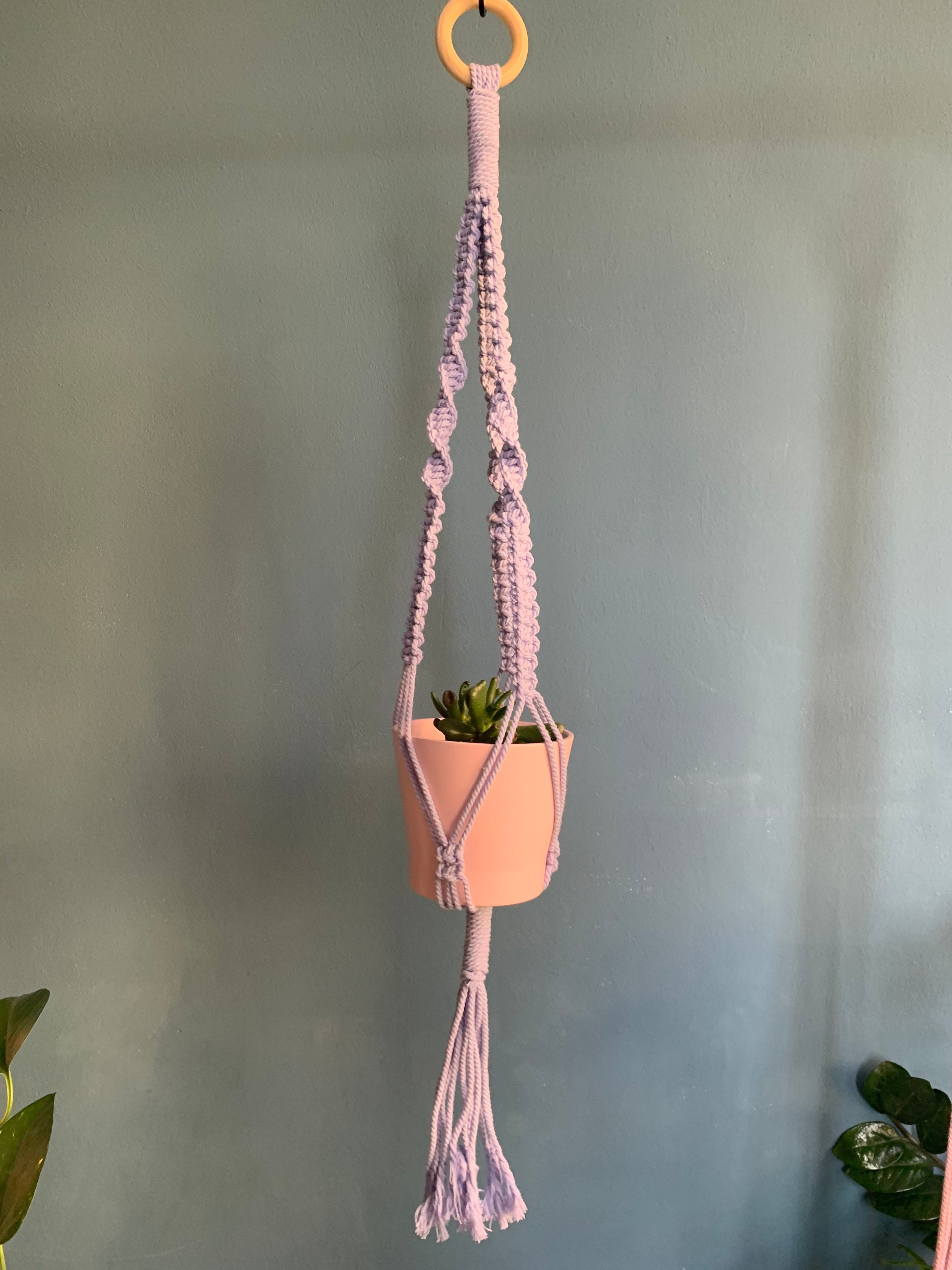 Lilac purple macrame plant hanger Etsy