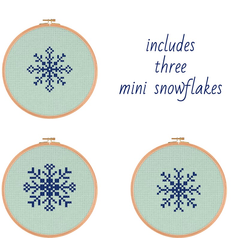 Three Mini Snowflake Cross Stitch patterns Easy Cross Stitch | Etsy